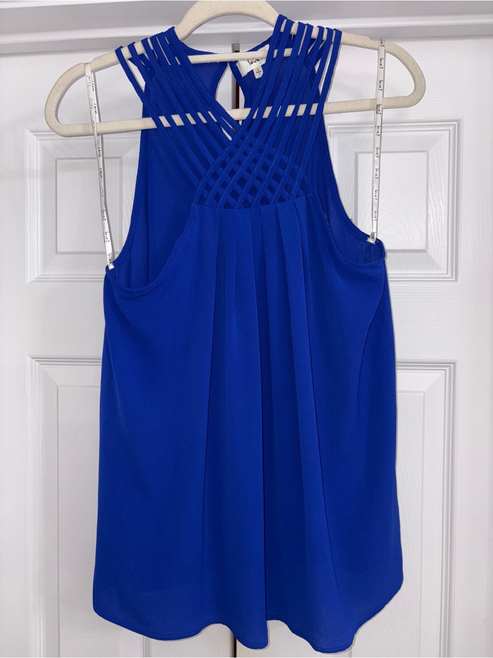 Love One-Shoulder Royal Blue Pleated Dress with Lattice Straps